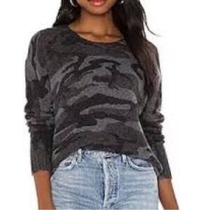 Rails Louie Charcoal Camo Sweater Crewneck Merino Wool Cashmere Sz XS